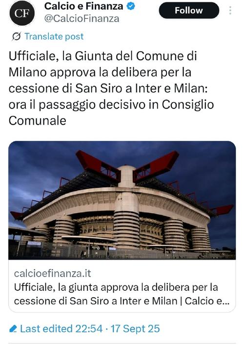 圣西罗出售事宜市议会进展:有24张稳票且有党派弃权,趋向于通过