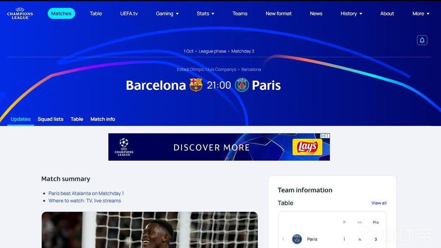 欧足联官方：巴萨主场对阵巴黎比赛将在奥林匹克球场进行