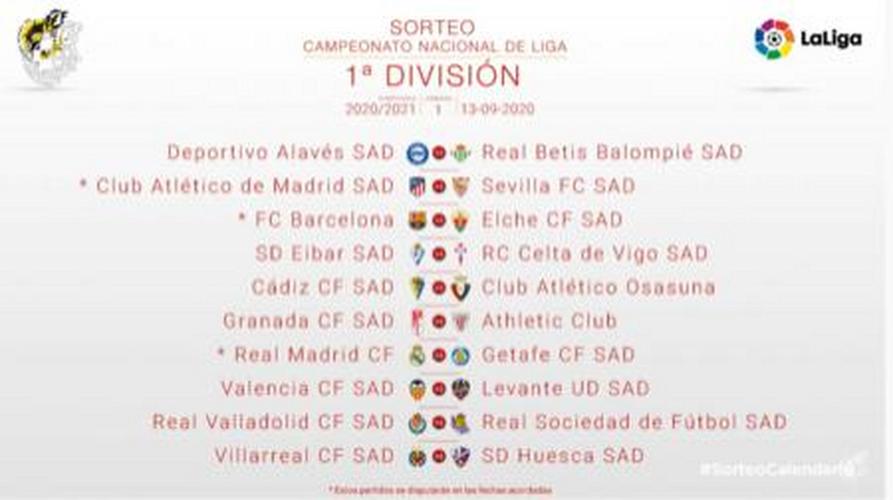 西甲公布第11轮赛程:皇马和巴萨分别在主场对阵瓦伦西亚和埃尔切