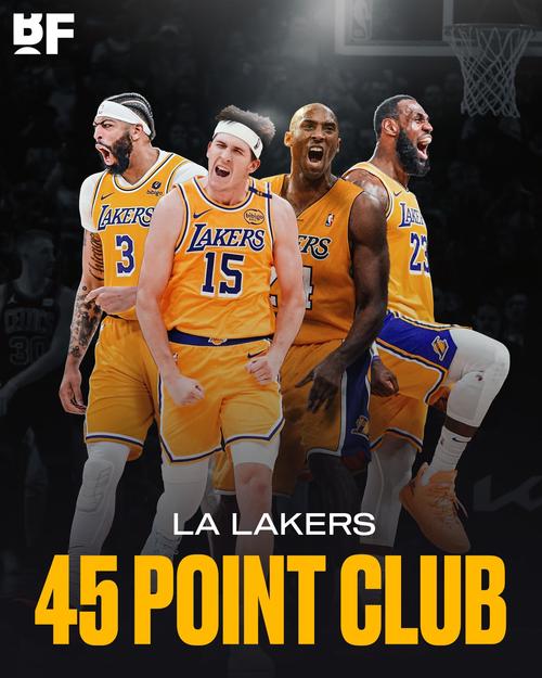 湖人队史半场30+次数:科比28次、詹姆斯4次、77&奥尼尔2次